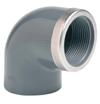 PVCu Elbow 90° plain/BSP female threaded reinforced